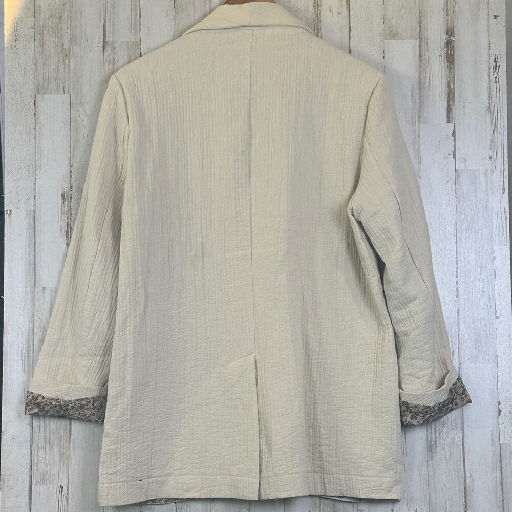 Cotton Gauze Blazer Size Small Beige Relaxed Fit Cottagecore Boho Preppy EUC - Picture 2 of 10